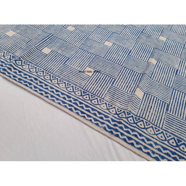 Multi Size Cotton Handblock Printed Indigo Blue and White color Rug -Handmade Block Print Rug - Image 8