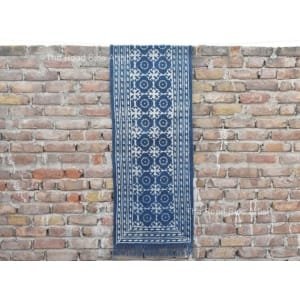 Cotton Indigo Blue Hand Block Print Cotton Runner indian Rug- Washble Pure Cotton Runner Rug Dhurrie