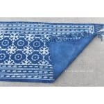 Cotton Indigo Blue Hand Block Print Cotton Runner indian Rug- Washble Pure Cotton Runner Rug Dhurrie - Image 9